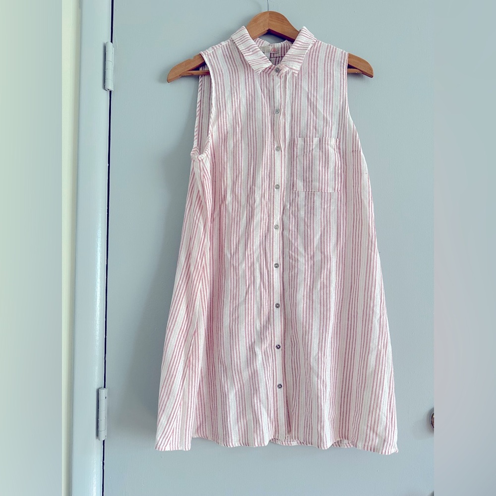 NWT GB by Gianni Bini red pinstriped shirt dress 10% cotton